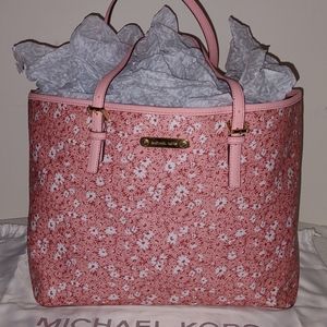Michael Kors pink / peach floral tote
